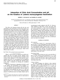 Interaction of Citric Acid Concentration and pH on the Kinetics of <i
