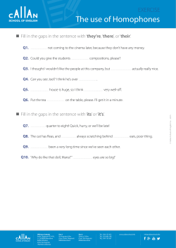 The use of Homophones - Callan School Barcelona