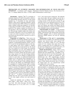 Preparation of Synthetic Dolomite for Determination of Mn/Cr