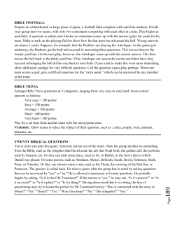 Page BIBLE FOOTBALL Prepare on a blackboard, or large piece of