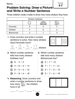 Problem Solving: Draw a Picture and Write a Number Sentence