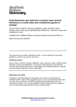Field dimension and skill level constrain team tactical behaviours in
