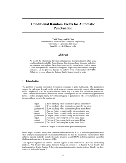 Conditional Random Fields for Automatic Punctuation