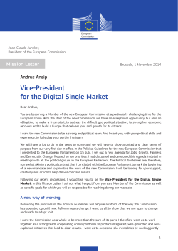 Mission letter of Vice-President Ansip