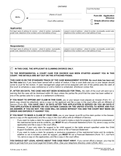 ONTARIO SEAL Form 8A: Application (Divorce) Simple (divorce only