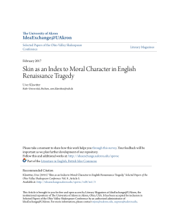 Skin as an Index to Moral Character in English Renaissance Tragedy