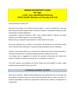 SPANISH EXPLORATORY CLASSES Ms. Raga e