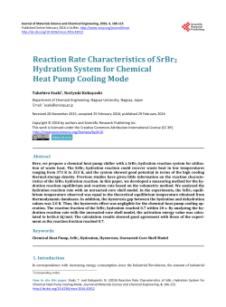 Reaction Rate Characteristics of SrBr2 Hydration System for