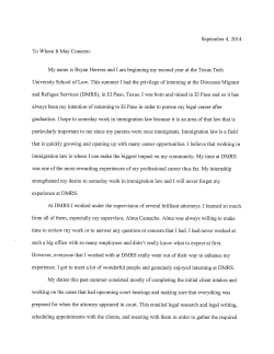 September 4, 2014 To Whom It May Concern: My name is Bryan