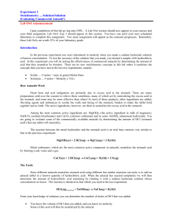 Experiment 3 Stoichiometry Solution/Solution Evaluating