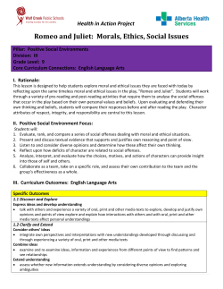 Romeo and Juliet: Morals, Ethics, Social Issues