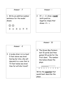 Answer: -7 1. Write an addition number sentence for the model