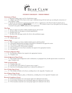 STUDENT CHECKLIST - Missouri State Writing Center