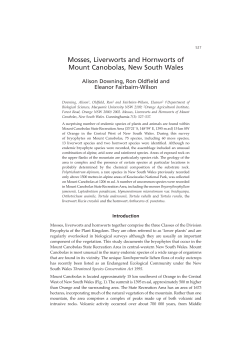 Mosses, Liverworts and Hornworts of Mount Canobolas, New South