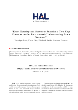 Exact Equality and Successor Function : Two Keys - Hal-SHS
