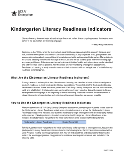 Kindergarten Literacy Readiness Indicators