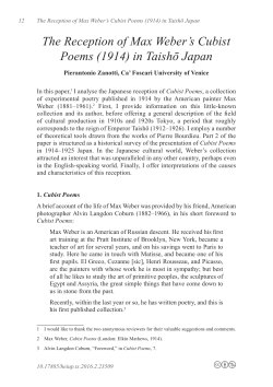 The Reception of Max Weber`s Cubist Poems (1914) in Taishō Japan
