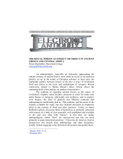 THE RITUAL PERSON AS SUBJECT OR OBJECT IN ANCIENT