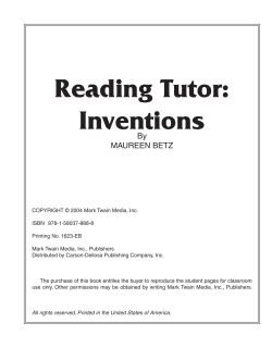 Reading Tutor: Inventions