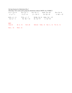 Solving Systems by Substitution Day I Directions: Solve each system