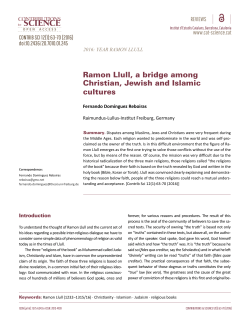 Ramon Llull, a bridge among Christian, Jewish and Islamic cultures