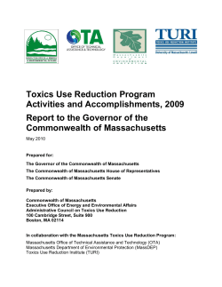 Toxics Use Reduction Program Activities and Accomplishments, 2009