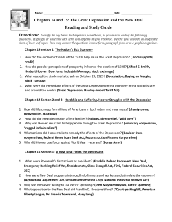 Chapters 14 and 15: The Great Depression and the New Deal