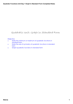 Quadratic Functions Unit Day 1 Graph In Standard Form Completed