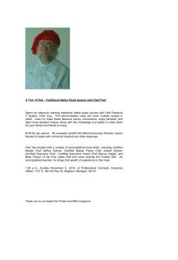 A Tour of Italy - Traditional Italian Pasta Sauces with Chef Fred