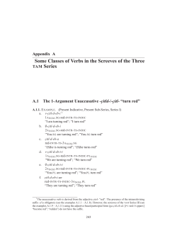 Some Classes of Verbs in the Screeves of the Three TAM Series