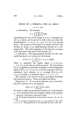 PROOF OF A FORMULA FOR AN AREA* &fnof;&laquo;(*, y) = 1