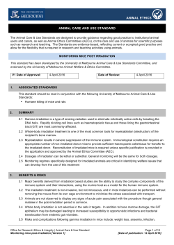 ANIMAL ETHICS ANIMAL CARE AND USE STANDARD