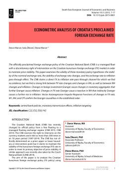 ECONOMETRIC ANALYSIS OF CROATIA`S PROCLAIMED