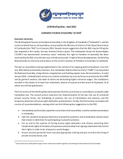 CCHR Briefing Note &ndash; April 2014 Cambodia: Freedom of Assembly