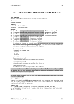 123 coded data field &ndash; territorial or geographical name