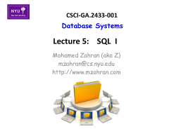 Lecture 5: SQL I - NYU Computer Science