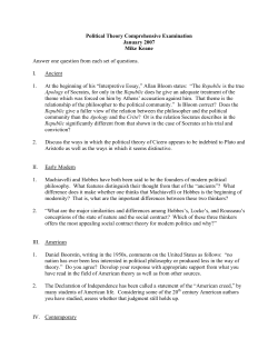 Political Theory Comprehensive Examination January 2007 Mike