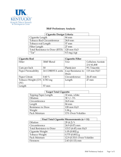 3R4F Preliminary Analysis Cigarette Design Criteria