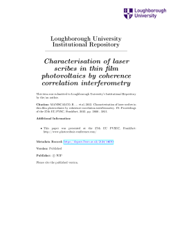 CHARACTERISATION OF LASER SCRIBES IN THIN FILM