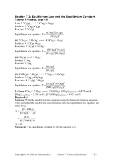 7.2 Equilibrium Law and Constant