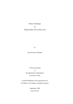 Poetic Technique in Vikram Seth`s The Golden Gate