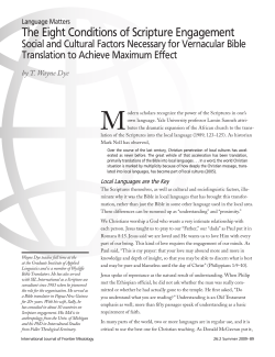 The Eight Conditions of Scripture Engagement