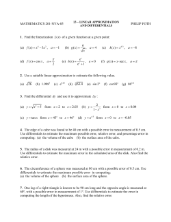 MATHEMATICS 201-NYA-05 PHILIP FOTH 1. Find the linearization