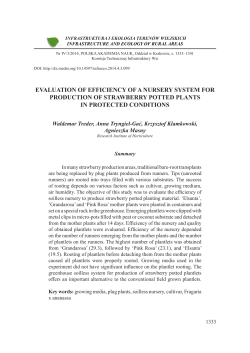 evaluation of efficiency of a nursery system for production of