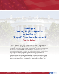 Setting a Voting Rights Agenda in An Era of
