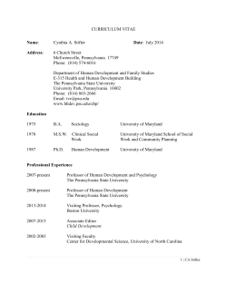 CURRICULUM VITAE Name: Cynthia A. Stifter Date: July 2014