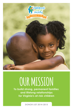 to see our donor list for 2014-15 - Children`s Home Society of Virginia