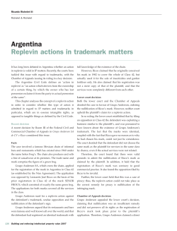 Argentina Replevin actions in trademark matters