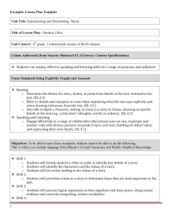 Pandora Box Lesson Plan