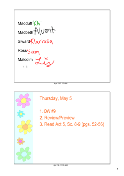 Thursday, May 5 1. QW #9 2. Review/Preview 3. Read Act 5, Sc. 8